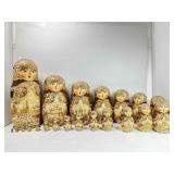 21 Piece Signed Wood Russian Nesting Doll 18in-1in