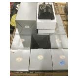 11 NIB ET light up glass figurines on stands