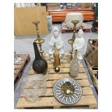 Large porcelain figurines, oversized glass fish