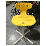 Yellow plastic chair,  28in tall