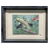 Framed Koi Fish Bas-relief Wall Art. 18x14
