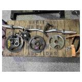 Weight Bar w/weights, 25lbs, 10lbs, 10lbs and