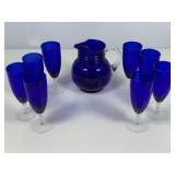 Cobalt Blue Pitcher & Glass Set