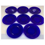 8 Cobalt Glass Dinner Plates