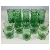 Vtg Blenko Green Crackle Glass Tumblers, Green
