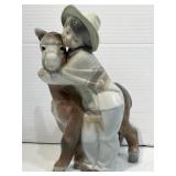 Lladro Porcelain Boy and His Donkey Figurine. 8in
