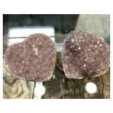 2-Kalifano heart shaped amethyst geodes,