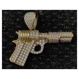 10k Gold Pendant W/cz Stones, Tw 5.4g Sz 1ï¿½in Long