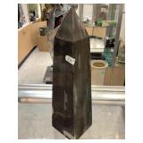 Black petrified wood obelisk/tower, 12in tall