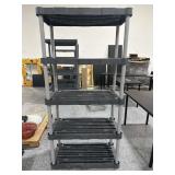 Rubbermaid 5 shelf unit. Approx 6ft tall