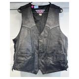 MOB Leather vest w/rayon/polyester lining black