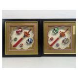 2 Framed Mini Chinese Souvenir Opera Mask