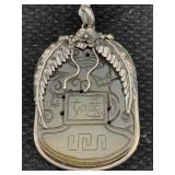 Sterling Pendant Heavy Jade 66g
