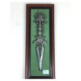 Framed mounted dagger w/jewels, stainless steel