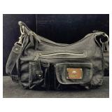 Rosetti Black Double Zip Faux Leather Shoulder