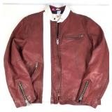 Gap Leather Motorcycle Biker jacket, red/tan sz