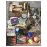 VHS Roots tapes, ET. Decorative glassware, board