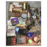 VHS Roots tapes, ET. Decorative glassware, board