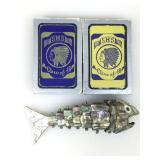 Vtg 6in Articulated Abalone Shell Fish Bottle