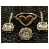 Sterling Silver Earrings And Ring, Tw 6.4g, Sz 5.5