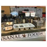 Assorted flatware set, knives w/metal ice chest,