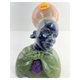 Vtg African tribal woman bust, hand-carved stone