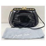 Vtg Judith Leiber Black Lizard Jewel Trimmed