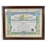 1944 Naval Shellback Certificate Stating The USS