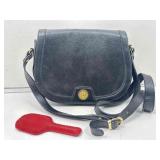 Vtg Pierre Balmain Italian Black Leather Shoulder