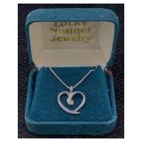 Sterling Silver Necklace W/heart Pendant, Tw 3.9g