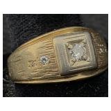 14k Gold Ring W/diamond, Tw 5.8g, Sz 9