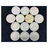 13 Vtg Casino Metal Tokens $1