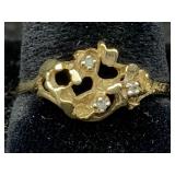 10k Gold Ring W/diamonds, Tw 1.6g, Sz 6