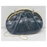 Vtg Judith Leiber Black Lizard Skin Chained