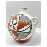 Acoma Pueblo Pottery Polychrome Canteen 9in H