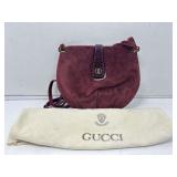 Vtg Gucci Burgundy Suede & Lizard Shoulder/