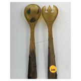 Carved Horn Salad Serving Set