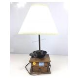 Vtg Table Lamp w/coffee grinder wood base &
