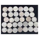 32 Silver Roosevelt Dimes, See Photos For Years