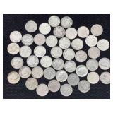 44 Silver Roosevelt Dimes, See Photos For Years