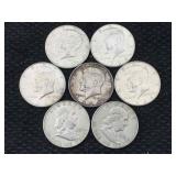 7 Silver Half Dollars Incl. 5 Kennedy And 2