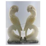 Parrot stone carved bookends, some chips