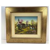 A. Kowalski Signed Oil On Board. ï¿½Summer Villageï¿½