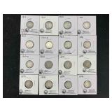 15 Silver Barber Dimes & 1 Silver Liberty Seated