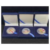 3-40% Silver Kennedy Half Dollars Colorized