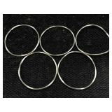 5 Sterling Silver Bracelets, Tw 15g, Sz 2.ï¿½in