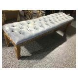Vtg Long bench w/studded accents and blue
