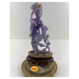 Purple topaz woman figure on onyx base