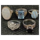5 Sterling Silver Rings, Tw 30g, Sz 7, 7.5 & 8