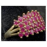10k Gold Ring W/rubies, Tw 3.5g, Sz 6